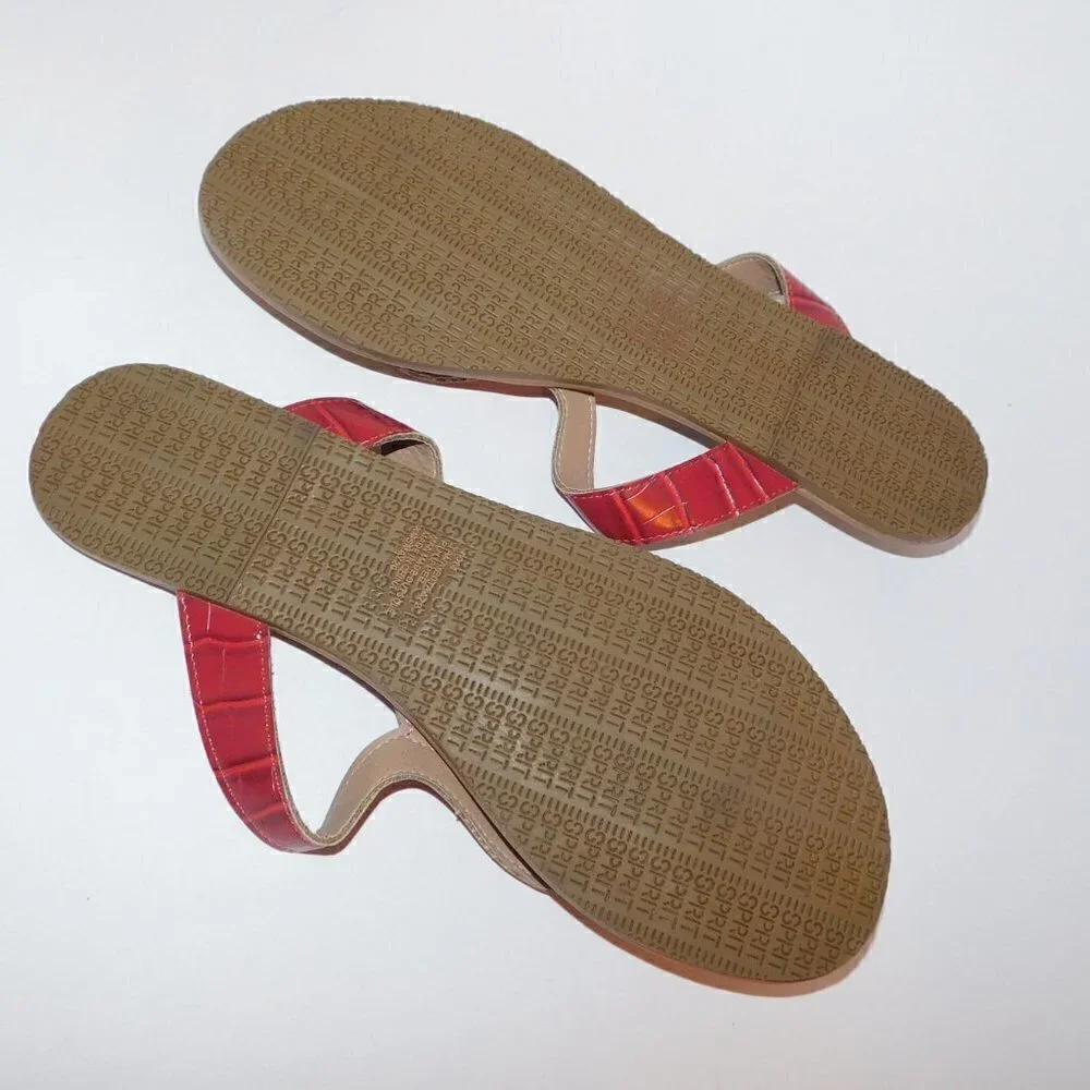 ESPRIT Tana Faux Leather Thong Sandals Flat sz 10‎